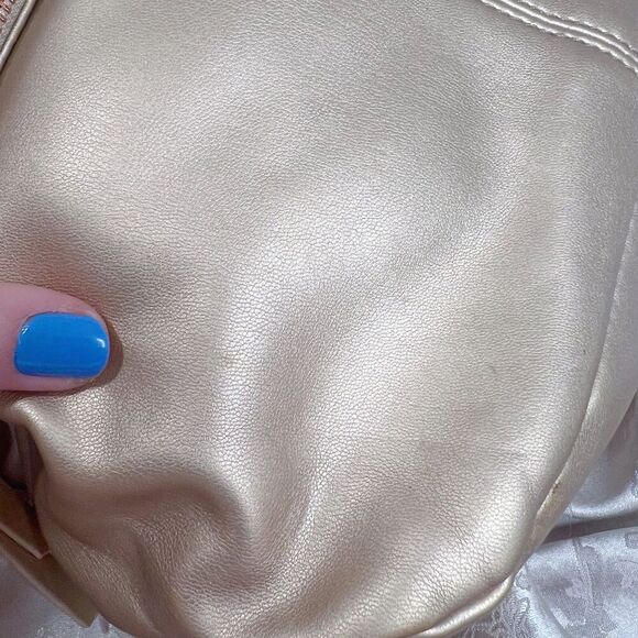 Sole Society Gold Faux Leather Foldover Backpack Bag - Picture 8 of 8